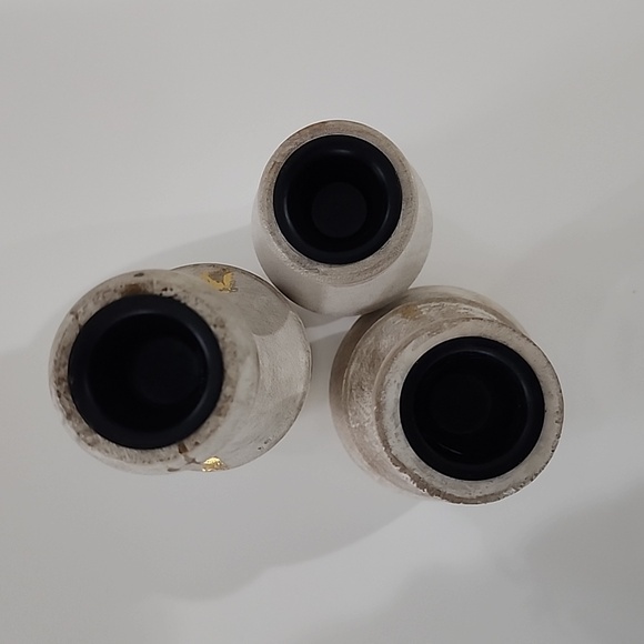 World Market Whitewash And Gold Bottle Taper Candle Holders NWT - Picture 4 of 7